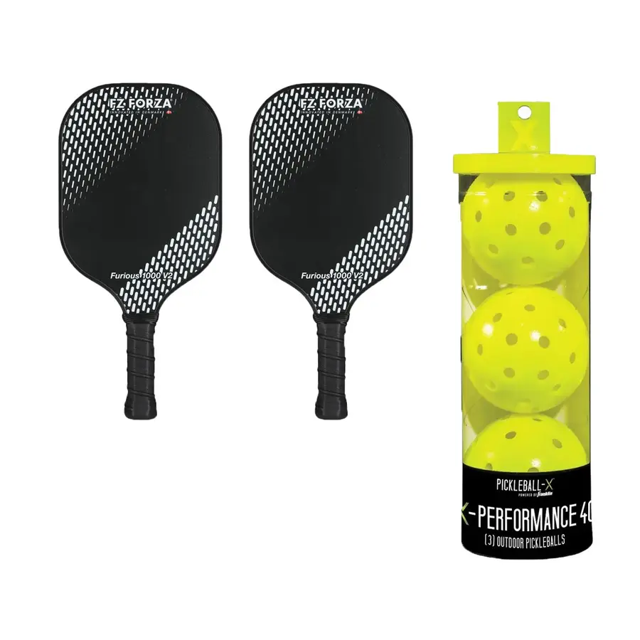 Pickleballsett med 2 racketer og baller 2 racketer | 3  pickleballer | 