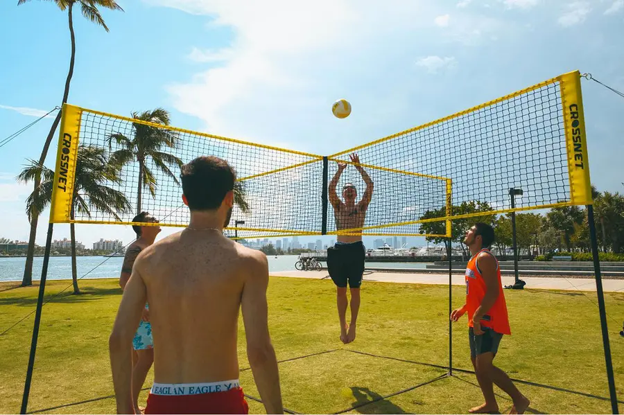 Sandvolleyball-sett Crossnet Four Square Kryssnett | Stolper | Banemarkering 