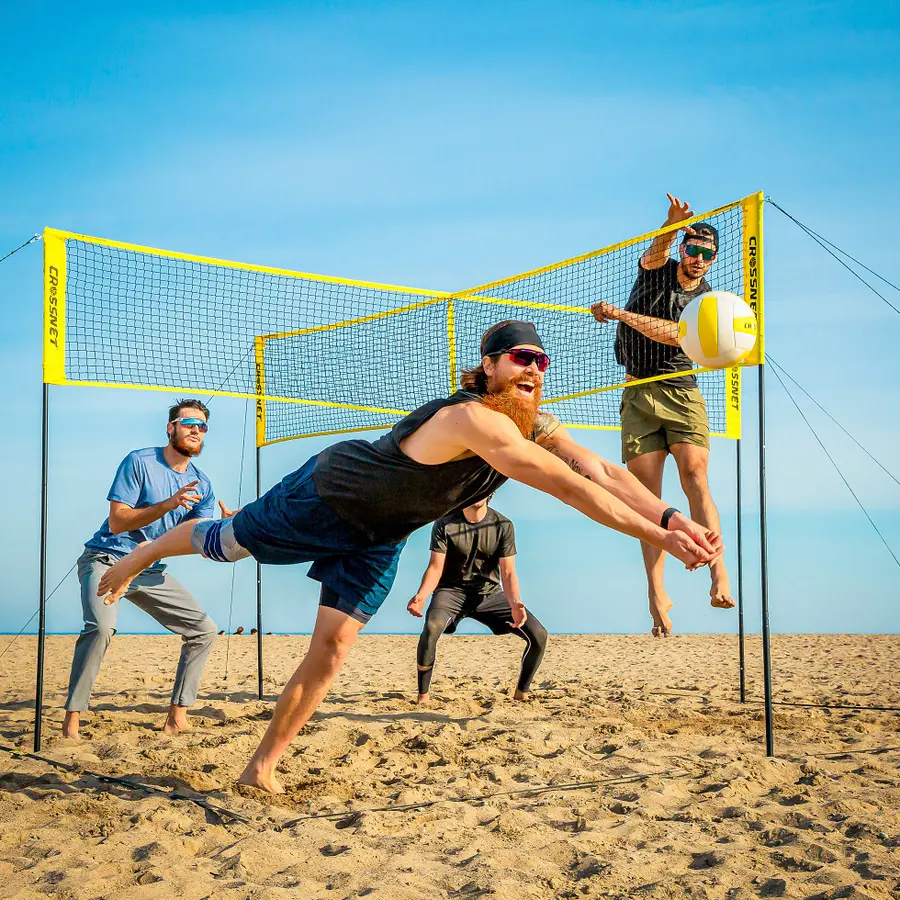 Sandvolleyball-sett Crossnet Four Square Kryssnett | Stolper | Banemarkering 