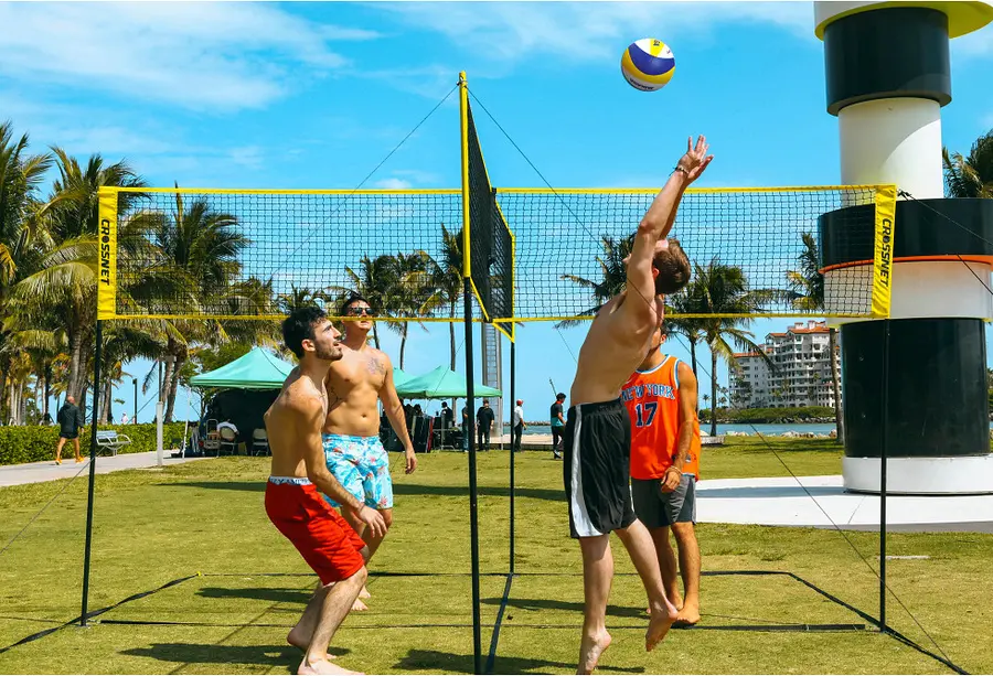 Sandvolleyball-sett Crossnet Four Square Kryssnett | Stolper | Banemarkering 