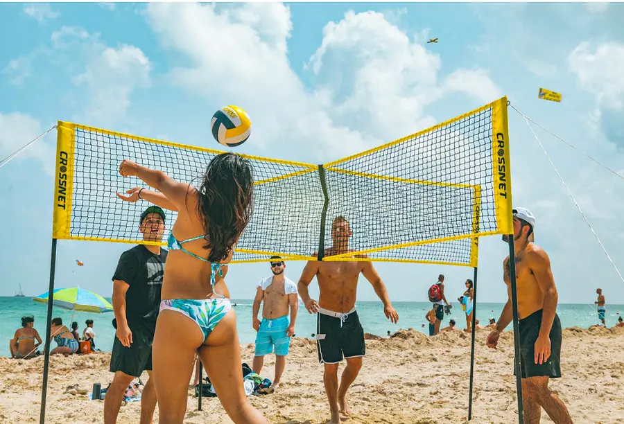 Sandvolleyball-sett Crossnet Four Square Kryssnett | Stolper | Banemarkering 