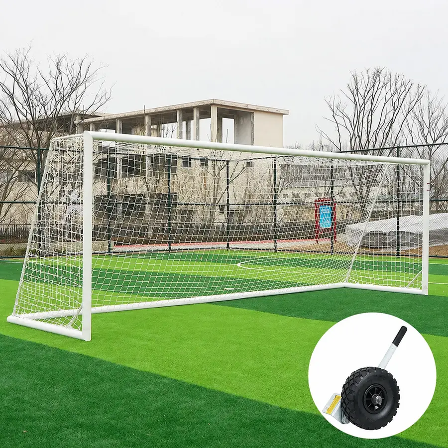 Fotballmål  7er | 5x2 | Løftehjul Hvitt | Rund profil | Nett 