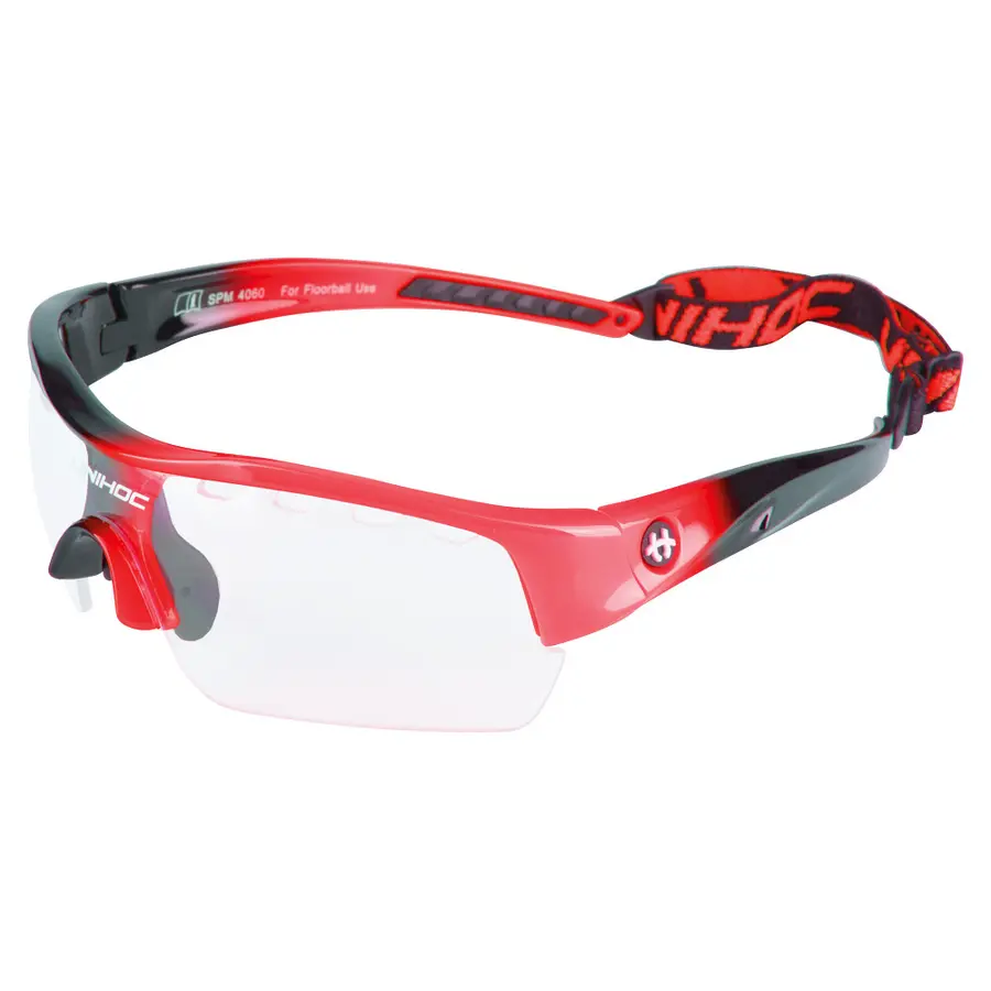 Innebandybriller Unihoc Victory Junior Beskyttelsesbriller | Neonrød/ Svart 
