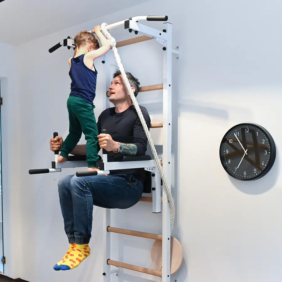 Ribbevegg BenchK 413 Hvit Pull-up | dip bar | husketallerken 