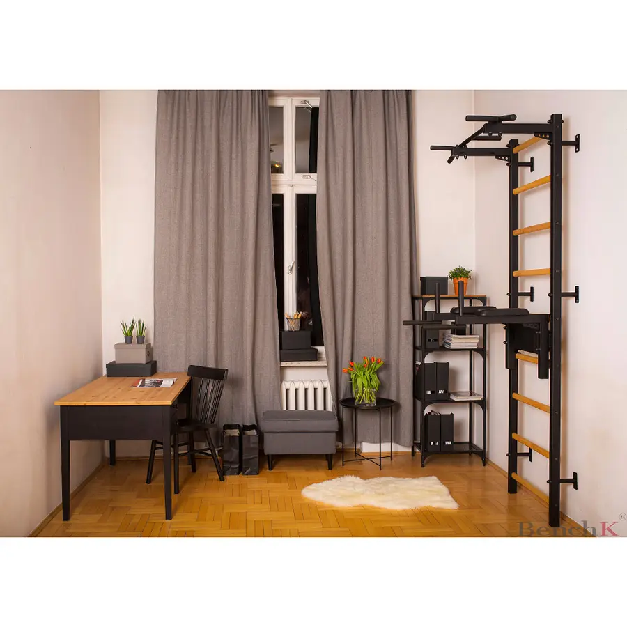 Ribbevegg BenchK 312B Svart Pull-up | Høydejusterbar dip bar 