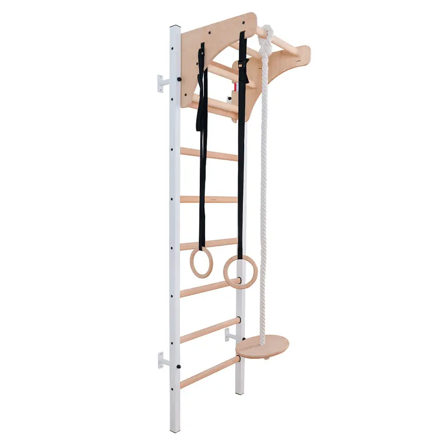Ribbevegg BenchK 212W Hvit Pull-up | turnringer | husketallerken 