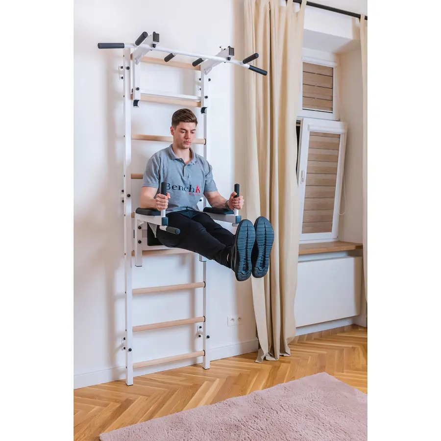 Ribbevegg BenchK 712W Hvit Avtakbar pull-up| Høydejusterbar dip bar 