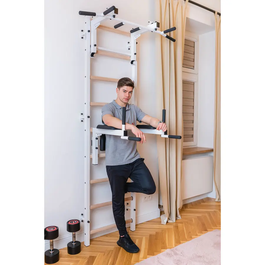 Ribbevegg BenchK 712W Hvit Avtakbar pull-up| Høydejusterbar dip bar 