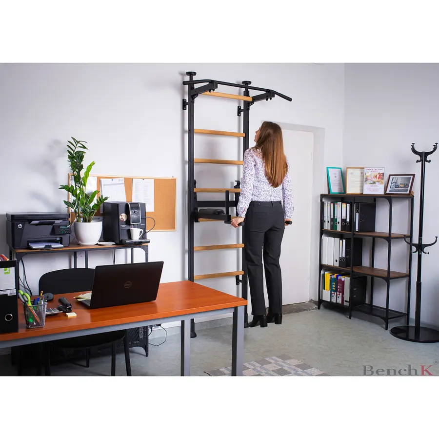 Ribbevegg BenchK 512 Svart Pull-up stang | Høydejusterbar dip bar 