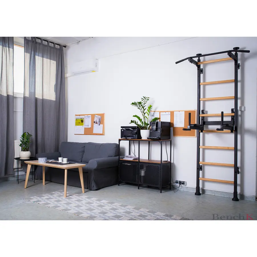 Ribbevegg BenchK 512 Svart Pull-up stang | Høydejusterbar dip bar 