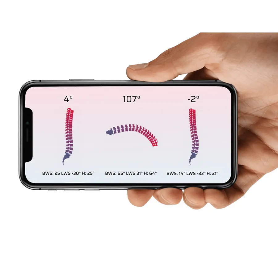 TRICURO go | Appbasert måleapparat Illustrerer formen på ryggraden 