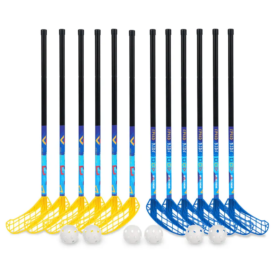 Innebandysett Speed Kids 80 cm 12 innebandykøller | 6 baller 