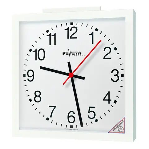 Peweta radiostyrt veggklokke 50x50 Innend&#248;rs | Batteridrift | Arabiske tall