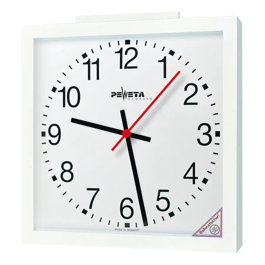 Peweta radiostyrt veggklokke 50x50 Innendørs | Batteridrift | Arabiske tall 