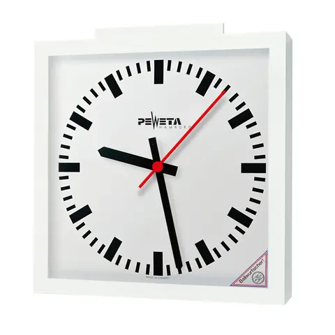Peweta radiostyrt veggklokke 50x50 Innendørs | Batteridrift | DIN-markering