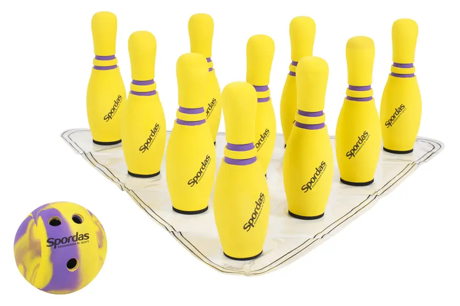 Bowlingsett Spordas i skum 38 cm bowlingkjegler og bowlingkule 