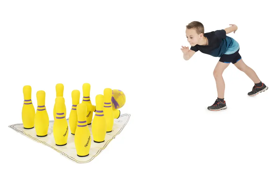 Bowlingsett Spordas i skum 38 cm bowlingkjegler og bowlingkule 