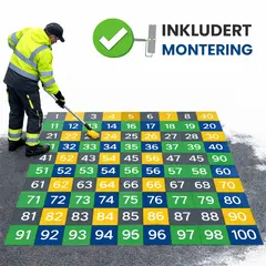 Asfaltmaling Nummertavle med montering Størrelse 3 x 3 meter