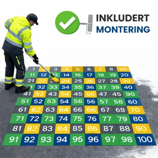 Asfaltmaling Nummertavle med montering Størrelse 3 x 3 meter