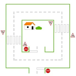 Asfaltmaling Liten Sykkelbane St&#248;rrelse 6 x 6 meter