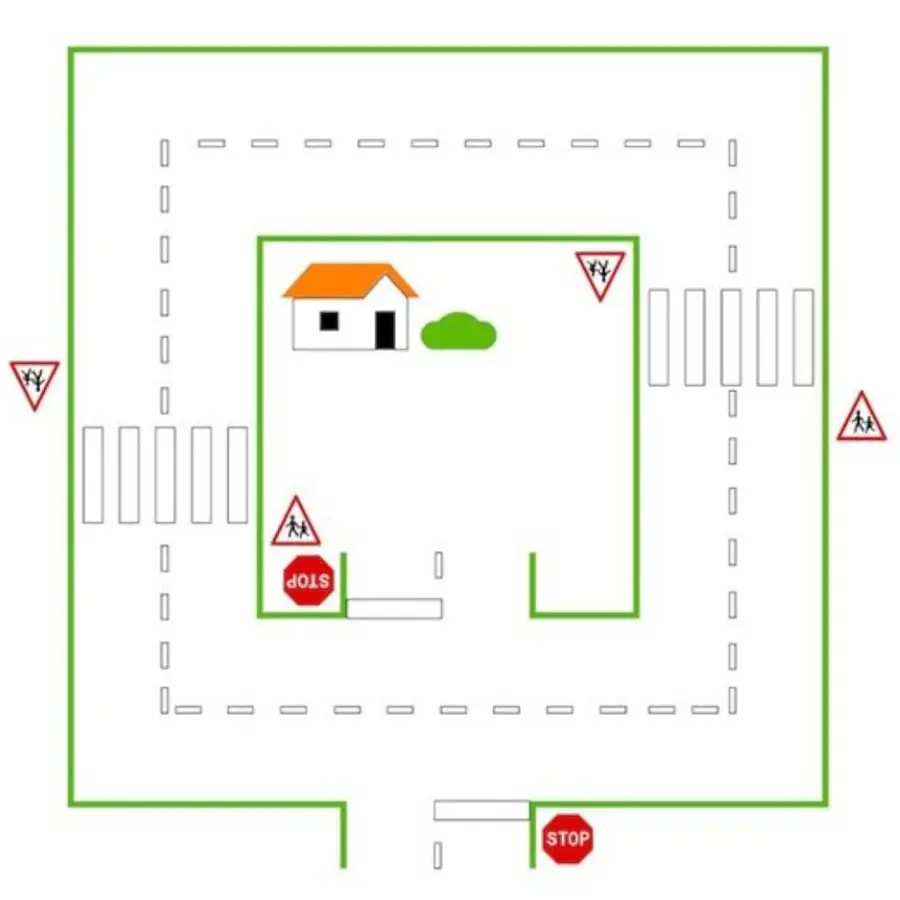 Asfaltmaling Liten Sykkelbane Størrelse 6 x 6 meter 