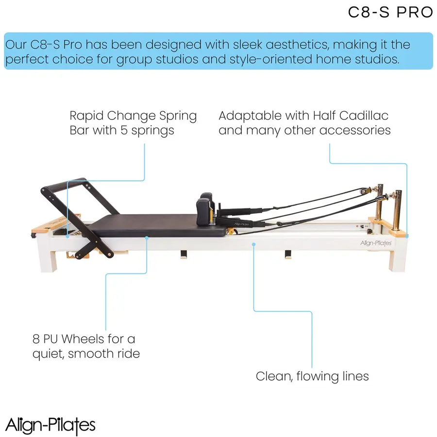 Pilates Reformer C8-S Pro For treningssenter og pilatesstudio 