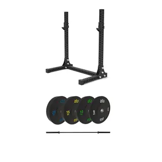 ata Pro Elite Squat Rack Bumper Plates 100 kg + XF Bar 15 kg