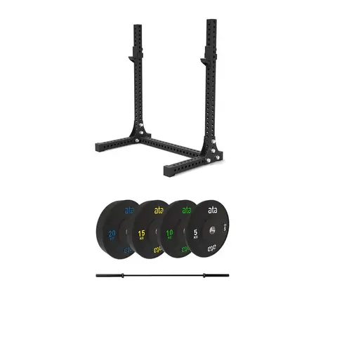 ata Pro Elite Squat Rack Bumper Plates 100 kg + XF Bar 15 kg