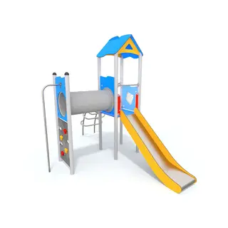 Lekehus med sklie, klatrevegg og tunnel Til barnehager, skoler og lekeplasser