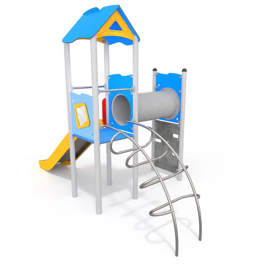 Lekehus med sklie, klatrevegg og tunnel Til barnehager, skoler og lekeplasser 