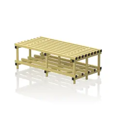 Sittebenk dobbel med skohylle 150 cm Gul