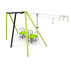 Zipline Dobbel 33 meter | 3-12 år 33 m | Zipline til offentlig lekeplass