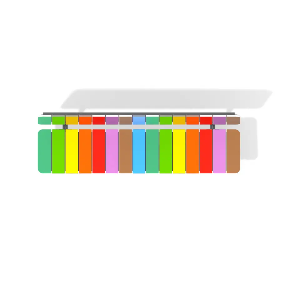 Parkbenk med rygg 1,62 meter Benk i stål og fargerik HDPE 