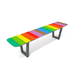 Parkbenk Regnbue 1,6 meter Benk i stål og fargerik HDPE