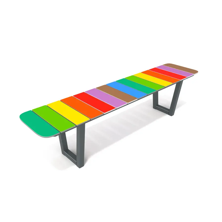 Parkbenk Regnbue 1,6 meter Benk i stål og fargerik HDPE 