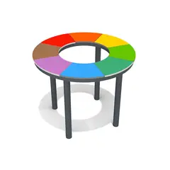 Parkbord Regnbue rundt Bord i stål og fargerik HDPE