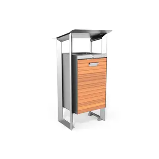 Avfallsbeholder i stål og treverk Søppeldunk | 45 liter