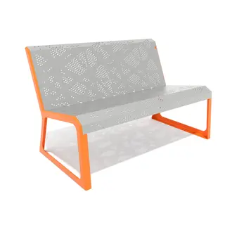 Parkbenk med rygg i perforert metall Til skoler, parker og lekeplasser