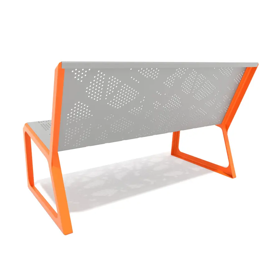 Parkbenk med rygg i perforert metall Til skoler, parker og lekeplasser 
