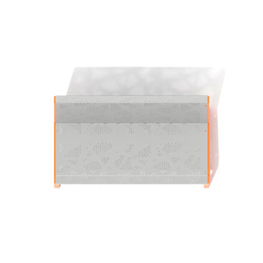 Parkbenk med rygg i perforert metall Til skoler, parker og lekeplasser 