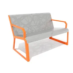 Parkbenk med armlener i perforert metall Til skoler, parker og lekeplasser