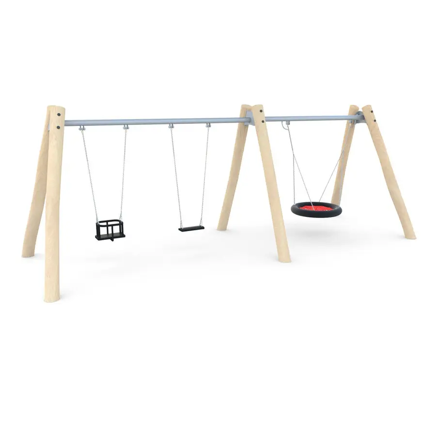 Huskestativ for små barn | Robinia Med 2 seter og 1 fugleredehuske 