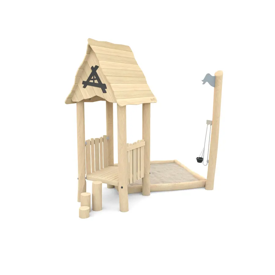 Lekehus med sandlkasse Robinia Til barnehager og lekeplasser 