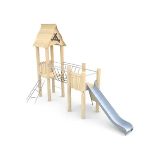 Lekehus med sklie og bro Robinia Til barnehager og lekeplasser