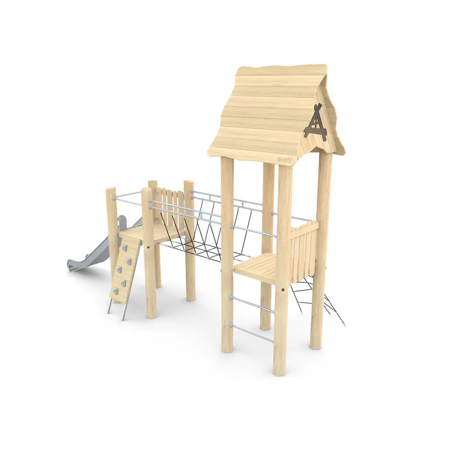 Lekehus med sklie og bro Robinia Til barnehager og lekeplasser 