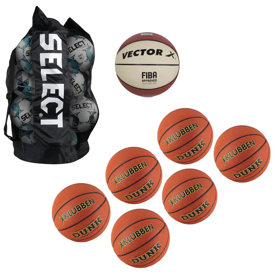 Basketballpakke Skole str 7 7 basketballer | 1 ballbag 