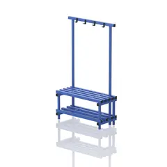 Sittebenk med knaggrekke | Bl&#229; 170 x 100 x 45 cm