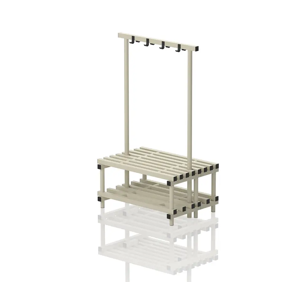 Sittebenk dobbel med knaggrekk | Beige 170 x 100 x 71 cm 