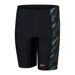 HyperBoom Panel Jammer Badebukse jr 128 Speedo | Svart/Gr&#248;nn | EnduraFlex