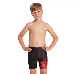 Wired Red Mid Jammer Badebukse jr 116 Zoggs | Svart/R&#248;d | Ecolast